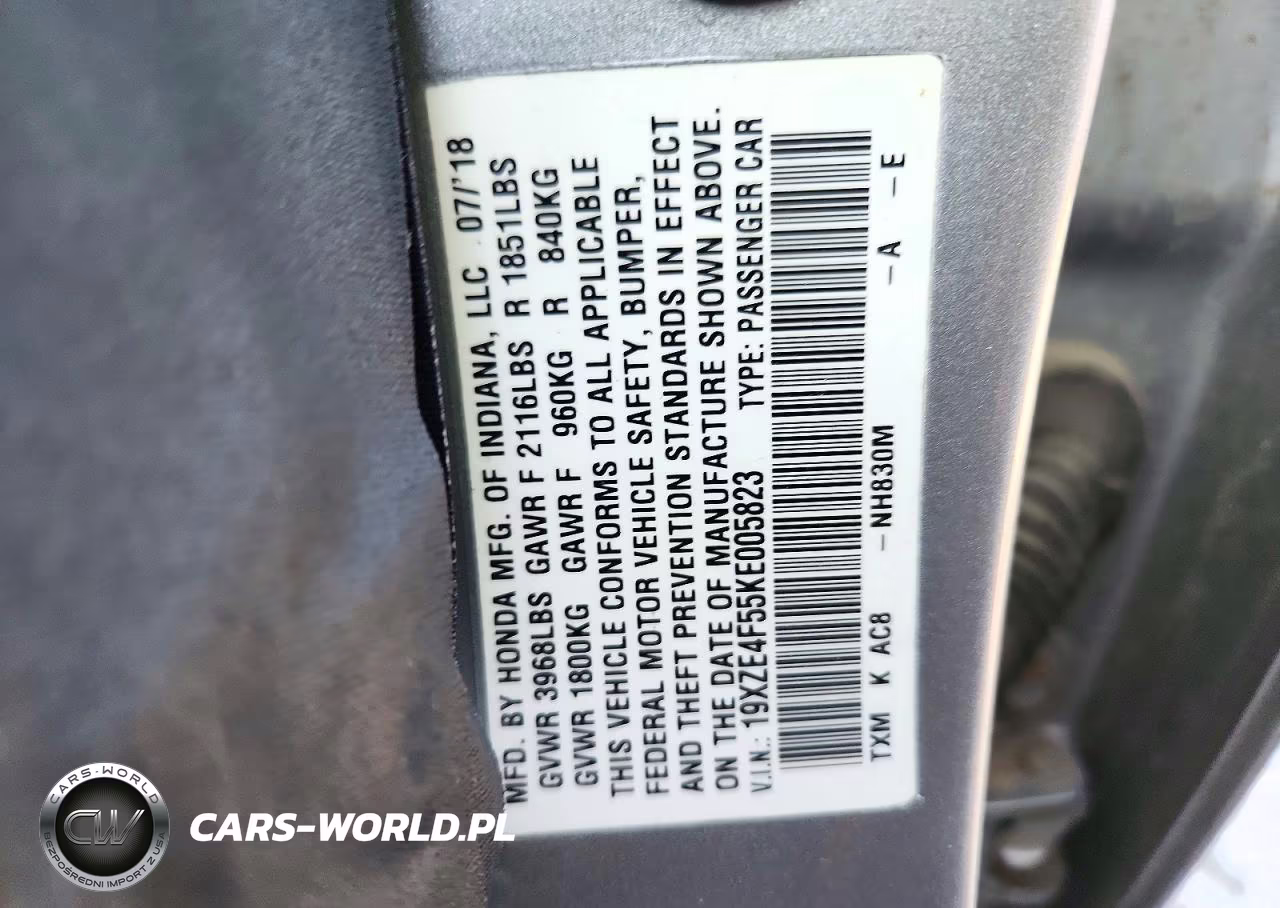 2019 Honda Insight Ex VIN:19XZE4F55KE005823 - 12