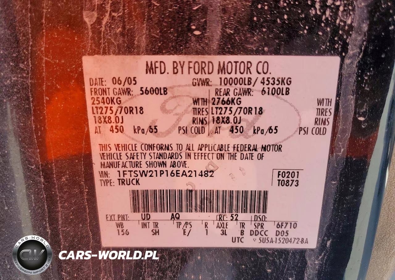 2006 Ford F250 Super Duty VIN:1FTSW21P16EA21482 - 12