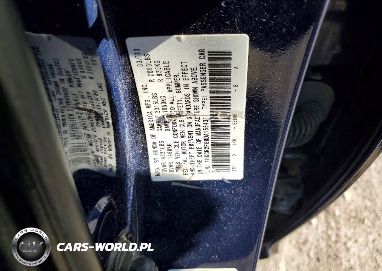 2013 Honda Accord Exl VIN:1HGCR2F88DA156431 - 13