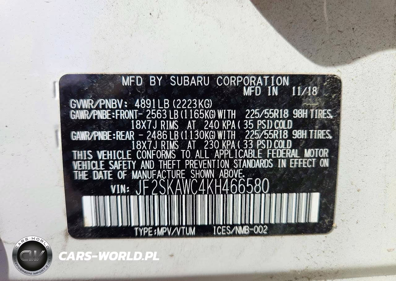 2019 Subaru Forester Touring VIN:JF2SKAWC4KH466580 - 14