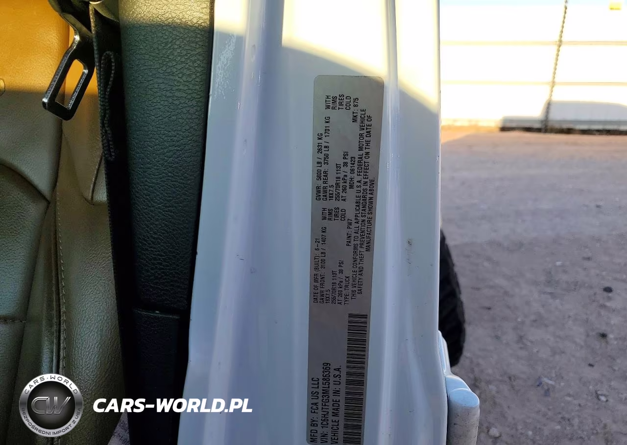 2021 Jeep Gladiator Overland VIN:1C6HJTFG3ML586369 - 12