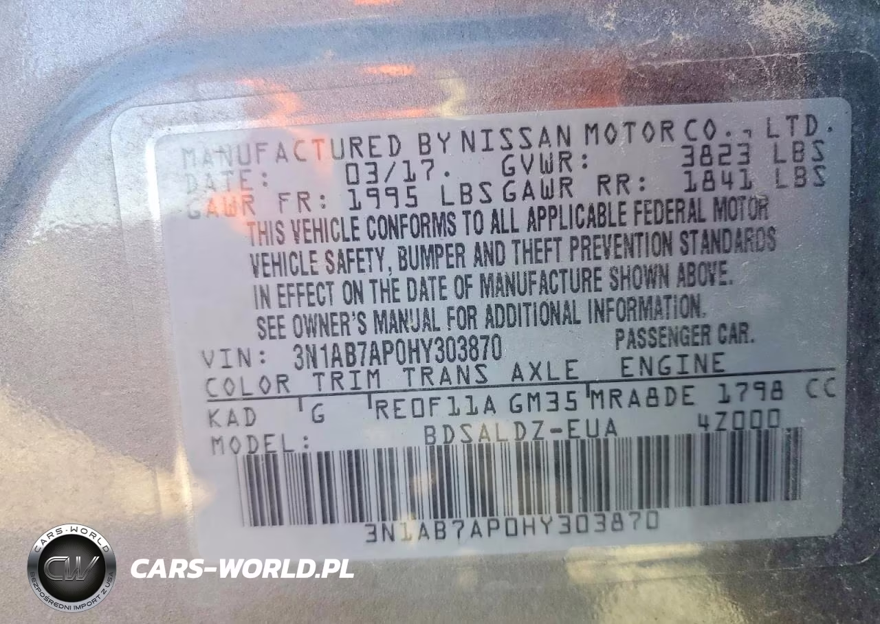 NISSAN SENTRA S VIN:3N1AB7AP0HY303870 - 12