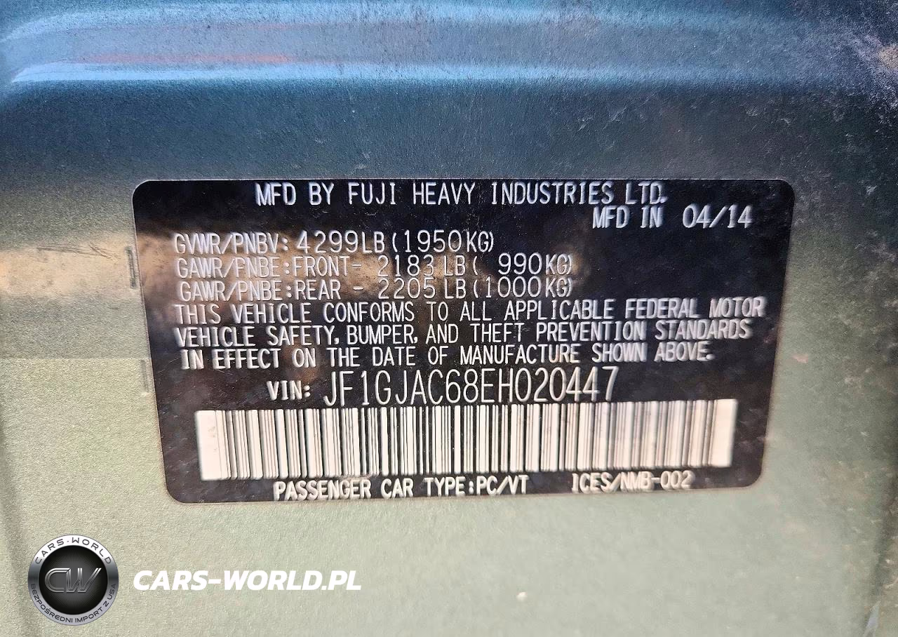 2014 Subaru Impreza Premium VIN:JF1GJAC68EH020447 - 13