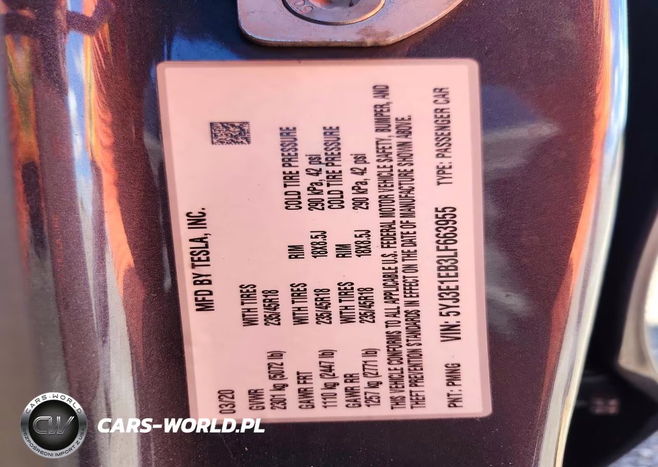 2020 Tesla Model 3 VIN:5YJ3E1EB3LF663955 - 12
