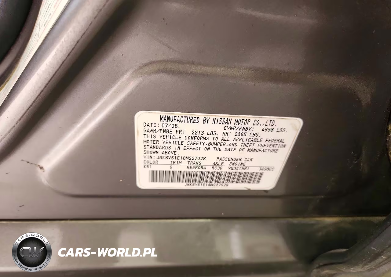 2008 Infiniti G35 Base VIN:JNKBV61E18M227028 - 13