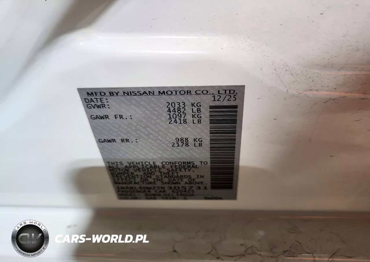 2026 Nissan Altima Sv VIN:1N4BL4DW2TN305731 - 12