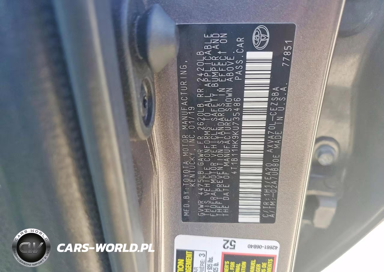 2019 Toyota Camry Se VIN:4T1B11HK9KU735486 - 13