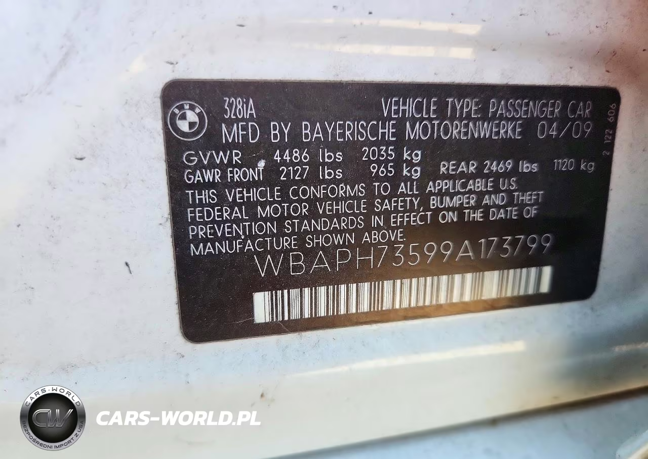 2009 BMW 328 I VIN:WBAPH73599A173799 - 13
