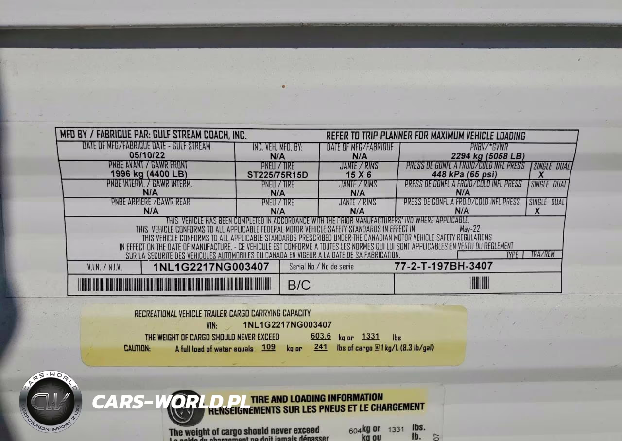 2022 Gulf Stream Trailers VIN:1NL1G2217NG003407 - 10