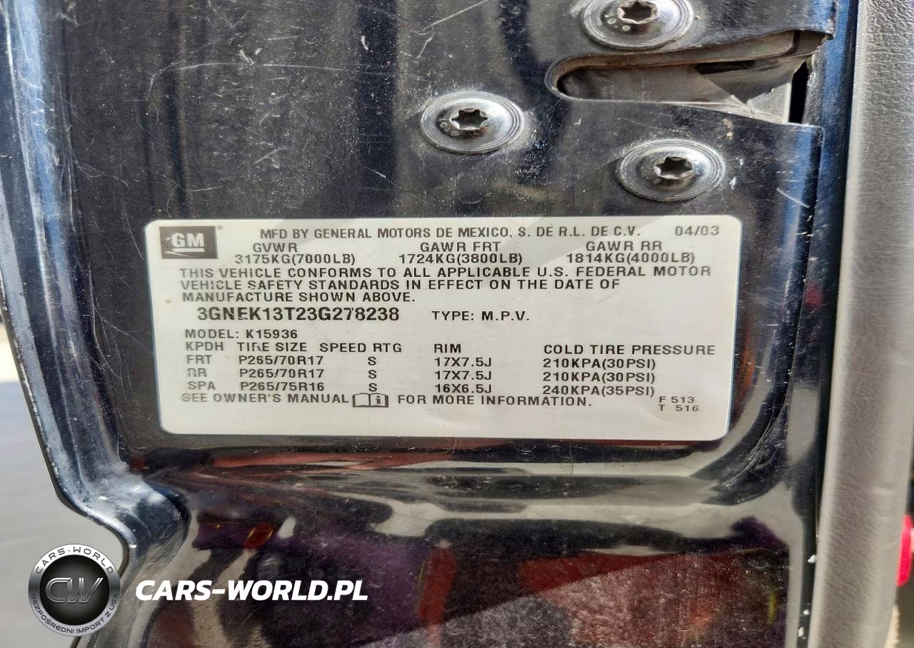 2003 Chevrolet Avalanche 1500 VIN:3GNEK13T23G278238 - 12
