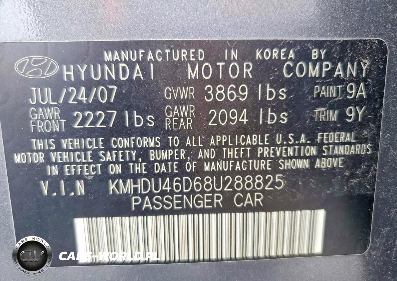 2008 Hyundai Elantra Gls VIN:KMHDU46D68U288825 - 12