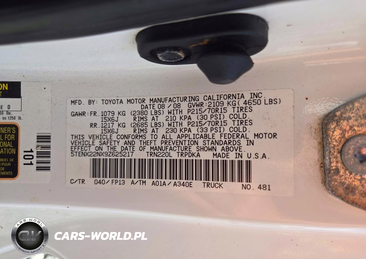 2009 Toyota Tacoma Base VIN:5TENX22NX9Z625217 - 12