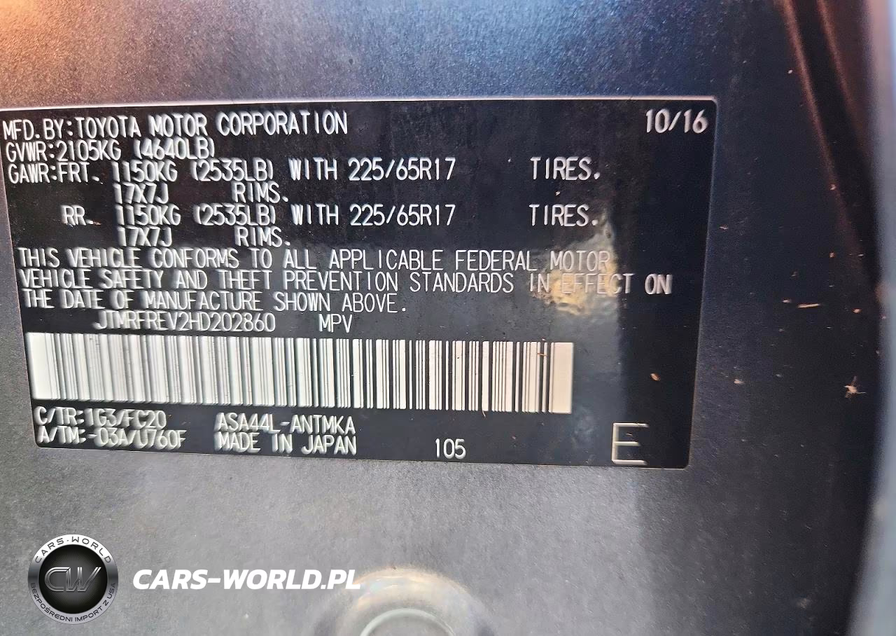 2017 Toyota Rav4 Xle VIN:JTMRFREV2HD202860 - 13