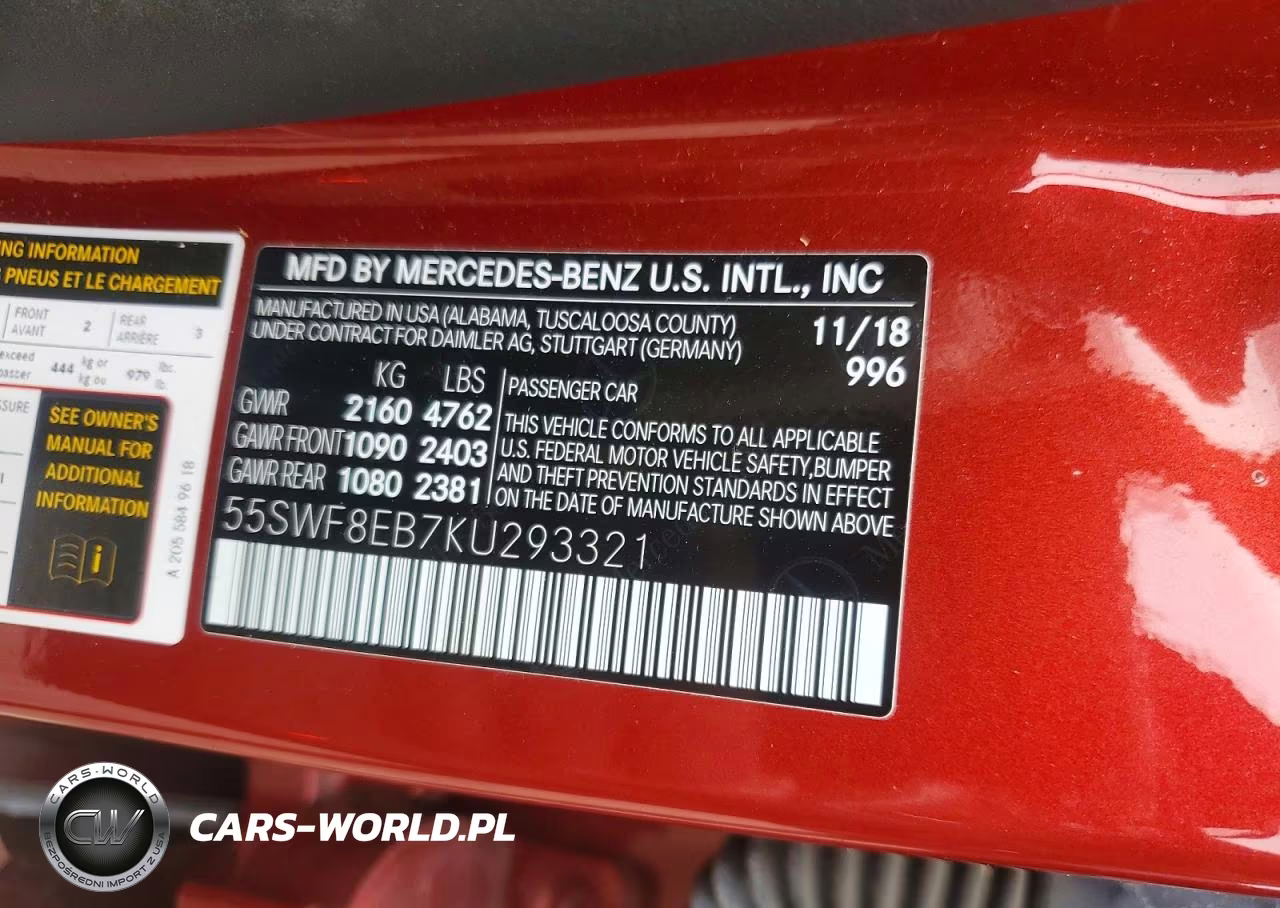 2019 Mercedes-Benz C 300 4Matic VIN:55SWF8EB7KU293321 - 12