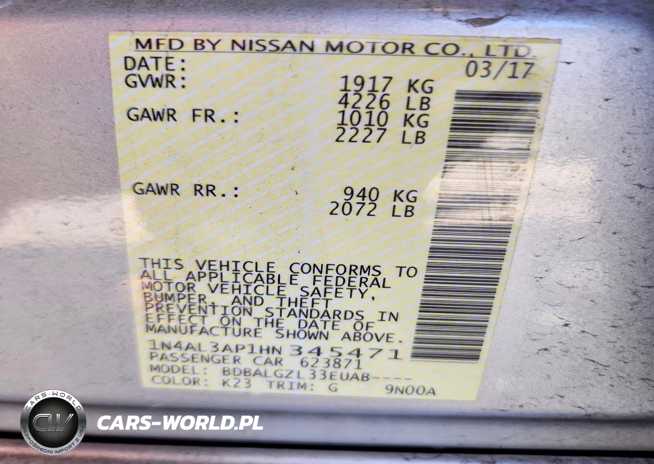 2017 Nissan Altima 2.5 S VIN:1N4AL3AP1HN345471 - 13