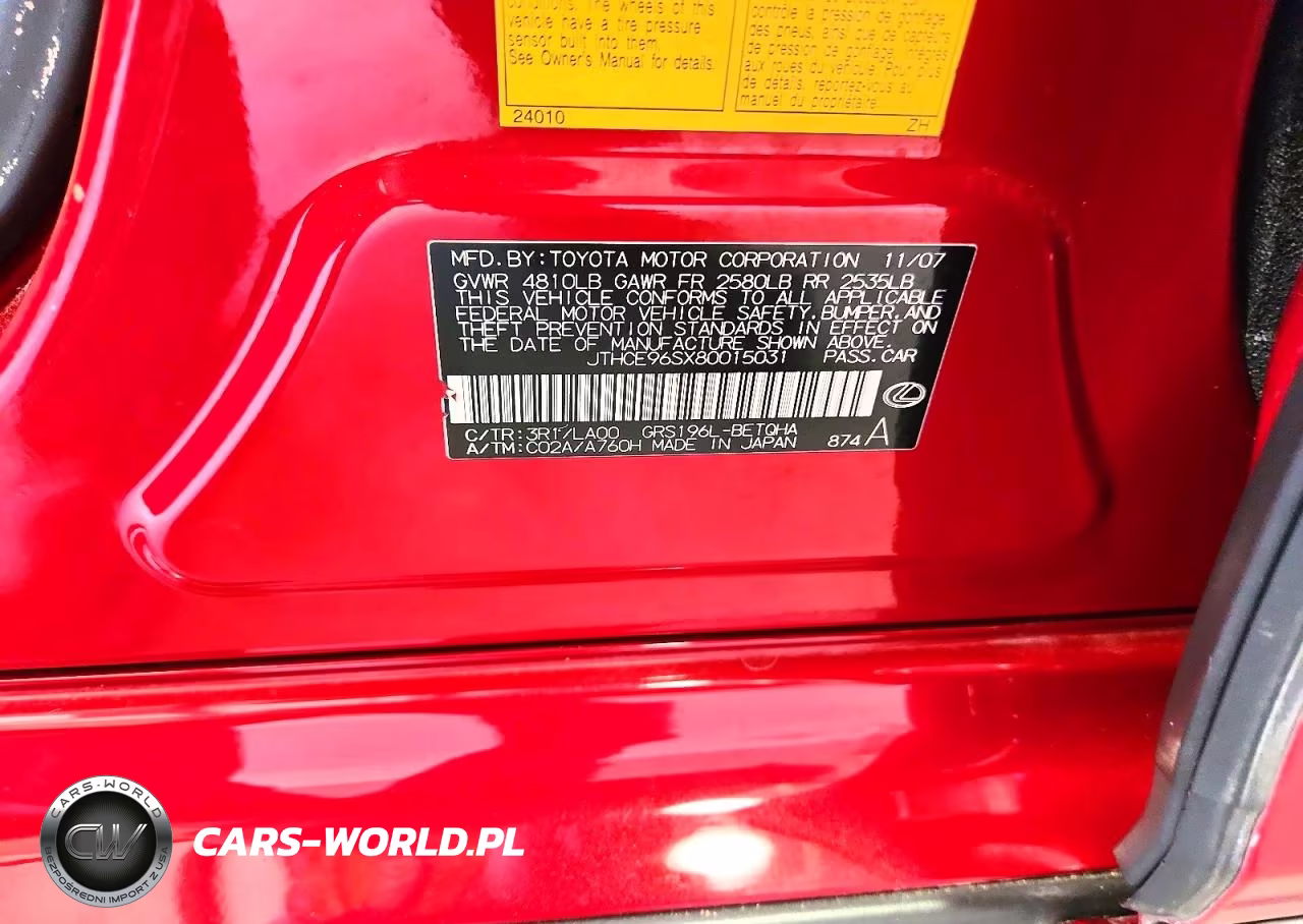 2008 Lexus Gs 350 VIN:JTHCE96SX80015031 - 12
