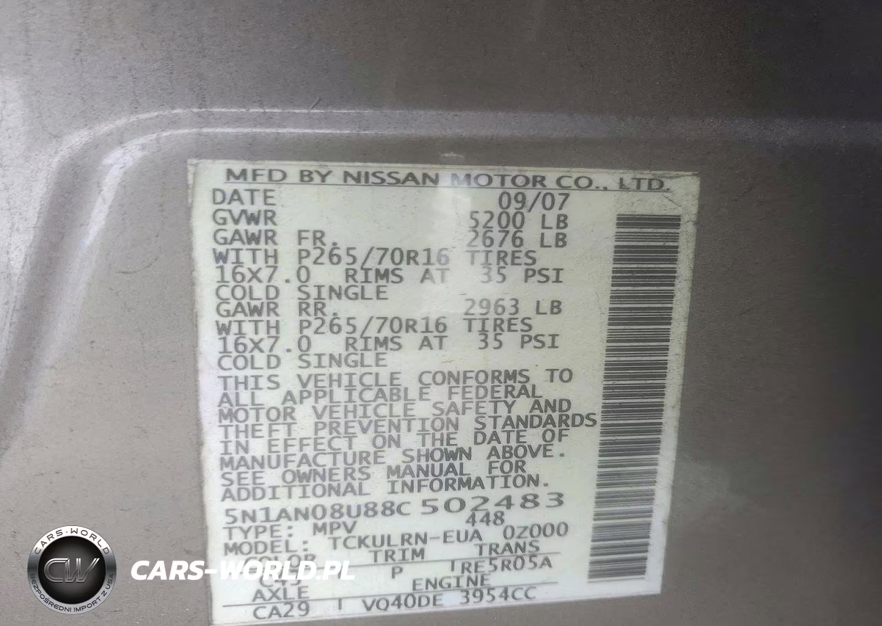 2008 Nissan Xterra X VIN:5N1AN08U88C502483 - 13