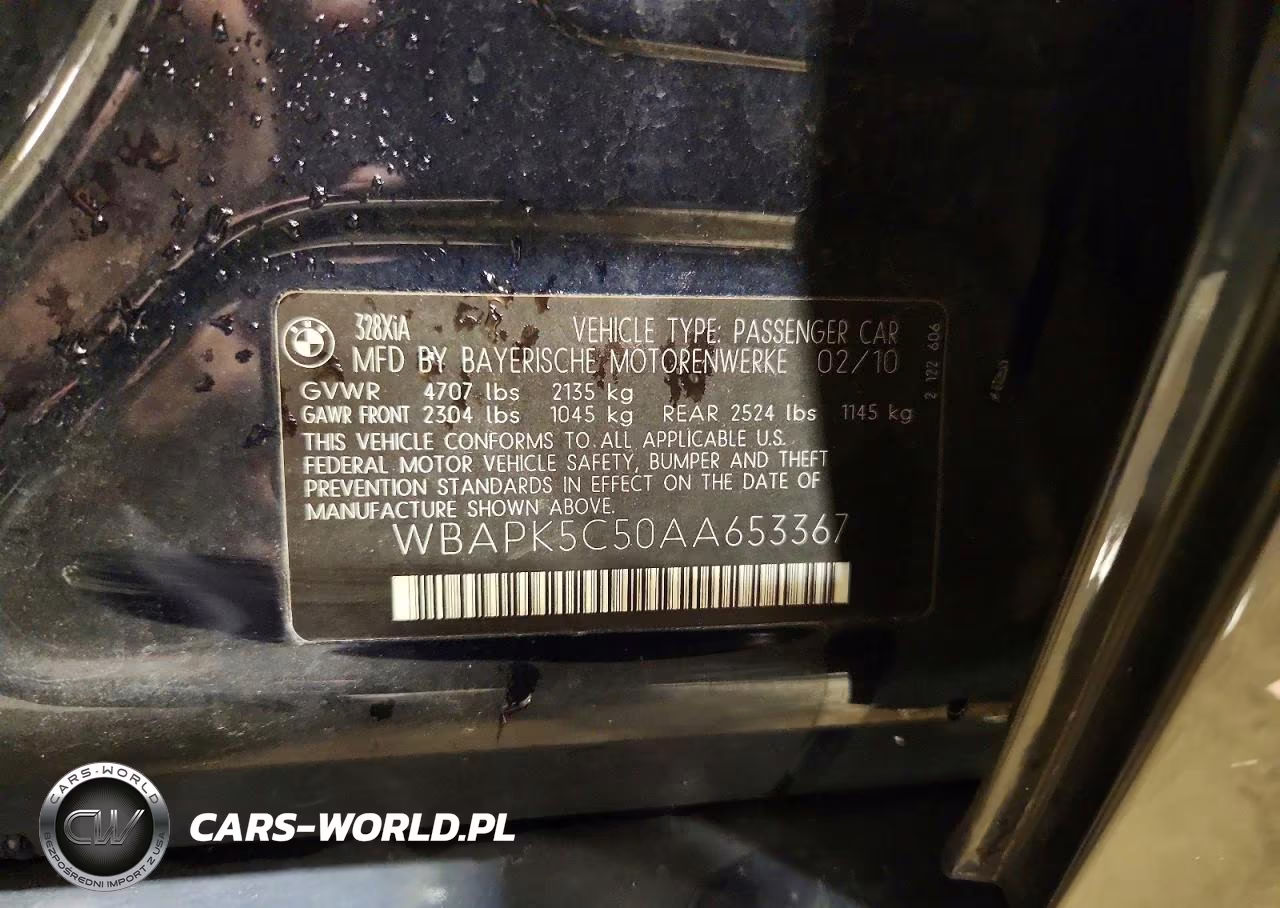 2010 BMW 328 Xi Sulev VIN:WBAPK5C50AA653367 - 13