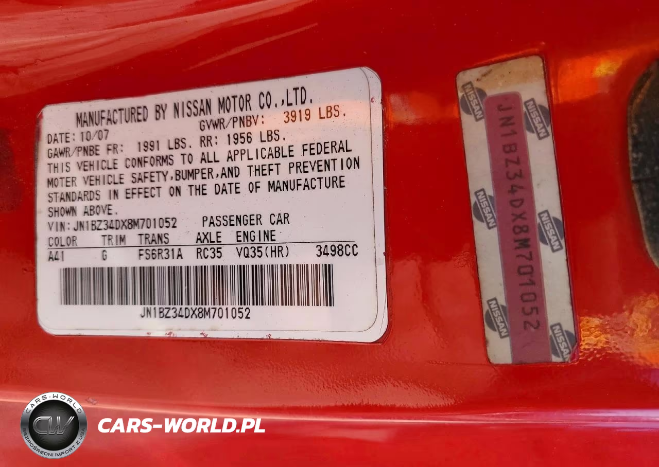 2008 Nissan 350Z Base VIN:JN1BZ34DX8M701052 - 12