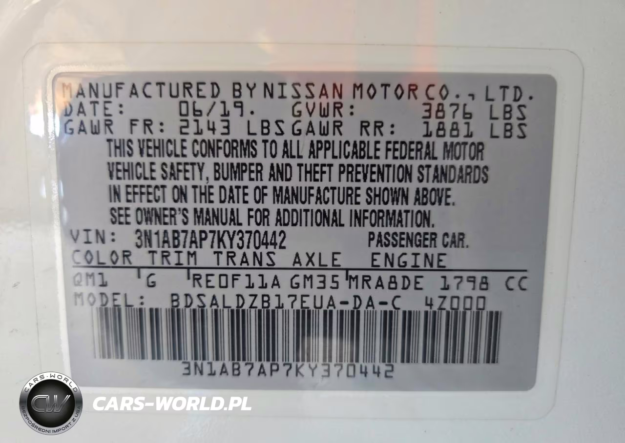2019 Nissan Sentra Sv VIN:3N1AB7AP7KY370442 - 13