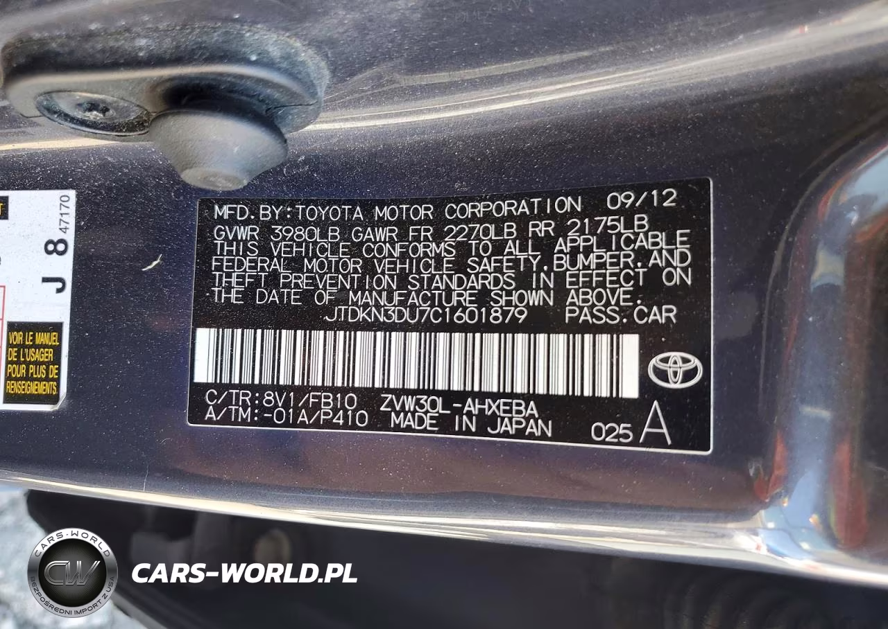 2012 Toyota Prius Three VIN:JTDKN3DU7C1601879 - 12
