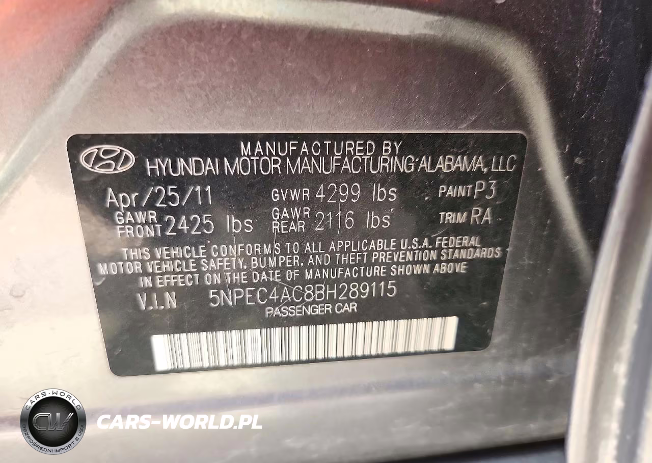 2011 Hyundai Sonata Se VIN:5NPEC4AC8BH289115 - 12