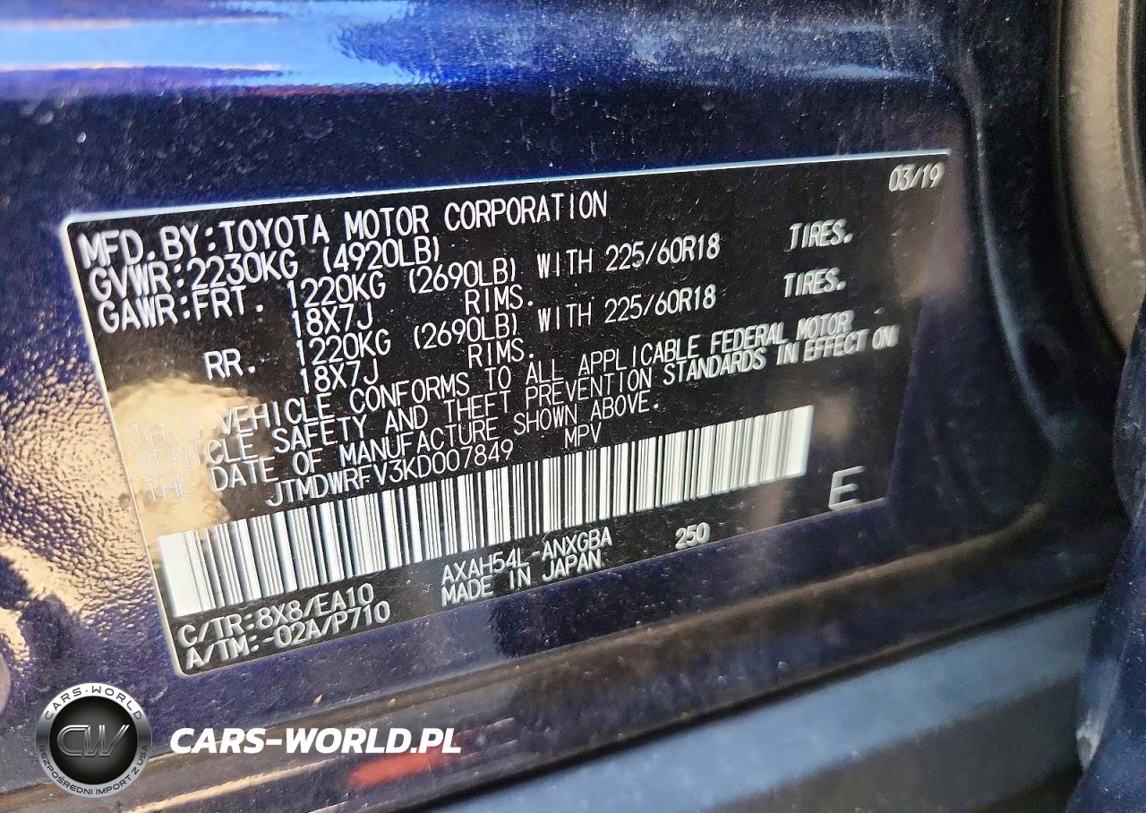 2019 Toyota Rav4 Limited VIN:JTMDWRFV3KD007849 - 14