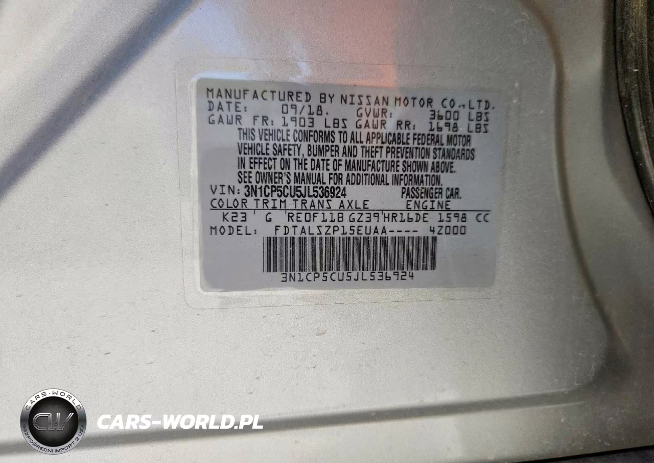 2018 Nissan Kicks Sv VIN:3N1CP5CU5JL536924 - 13