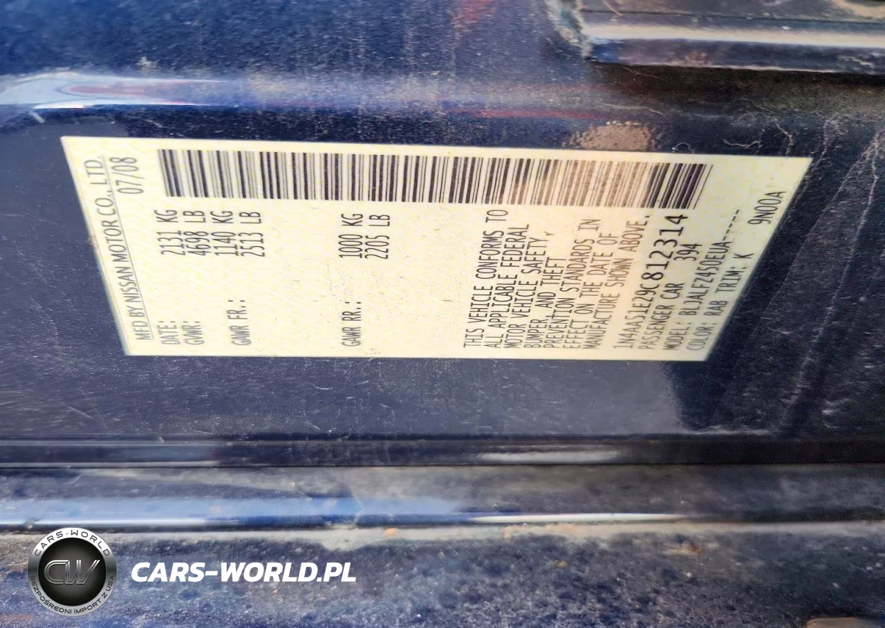 2009 Nissan Maxima 3.5 S VIN:1N4AA51E29C812314 - 12