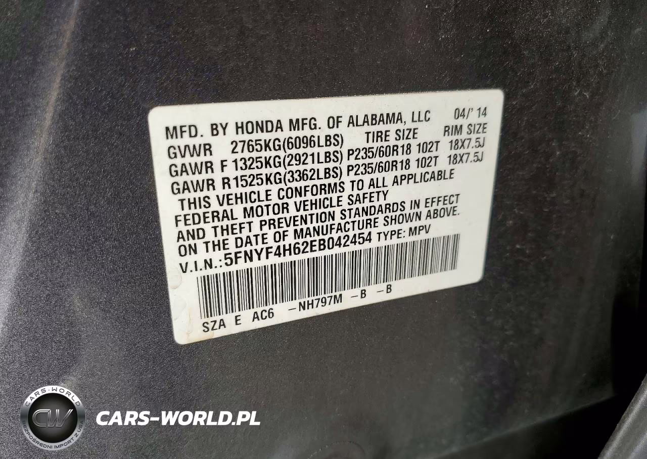 2014 Honda Pilot Exl VIN:5FNYF4H62EB042454 - 13