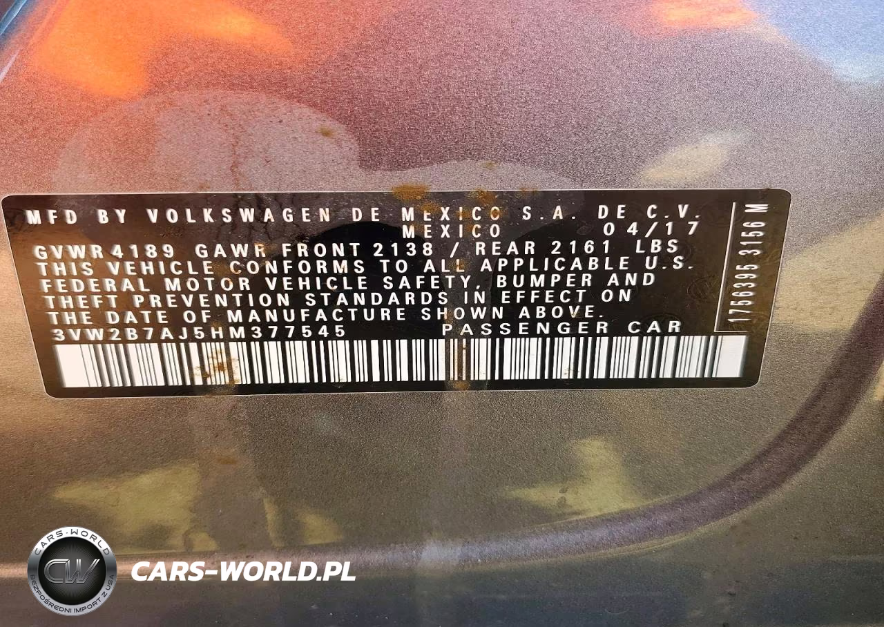 2017 Volkswagen Jetta S VIN:3VW2B7AJ5HM377545 - 12