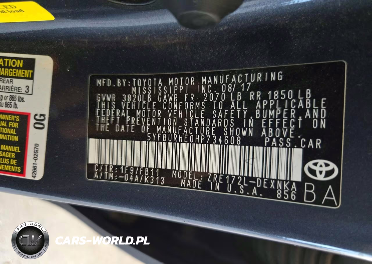 2017 Toyota Corolla Le VIN:5YFBURHE0HP734608 - 12