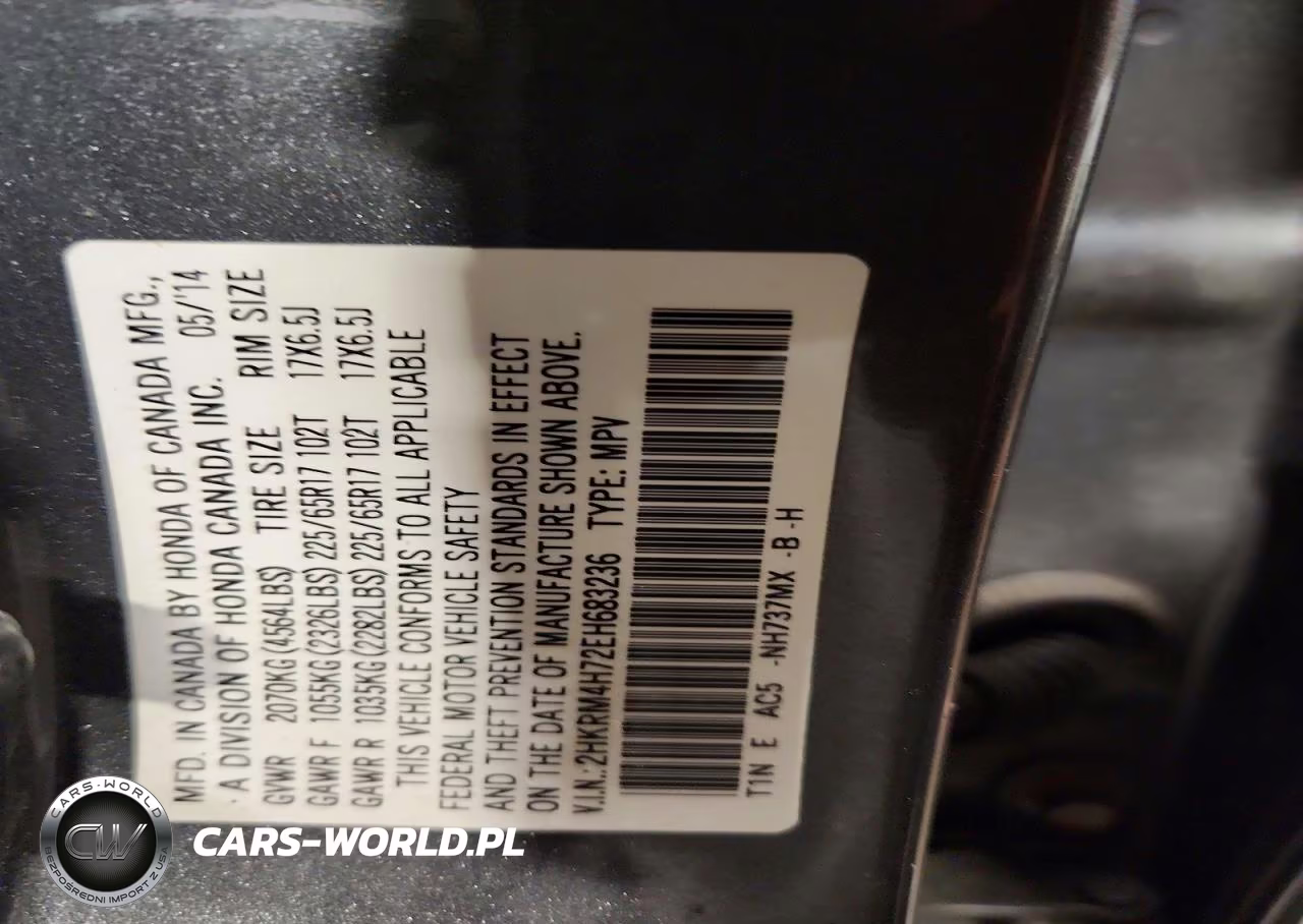 2014 Honda Cr-V Exl VIN:2HKRM4H72EH683236 - 14