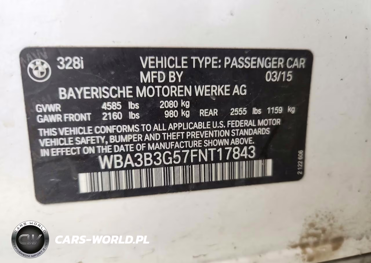 2015 BMW 328 Xi VIN:WBA3B3G57FNT17843 - 14