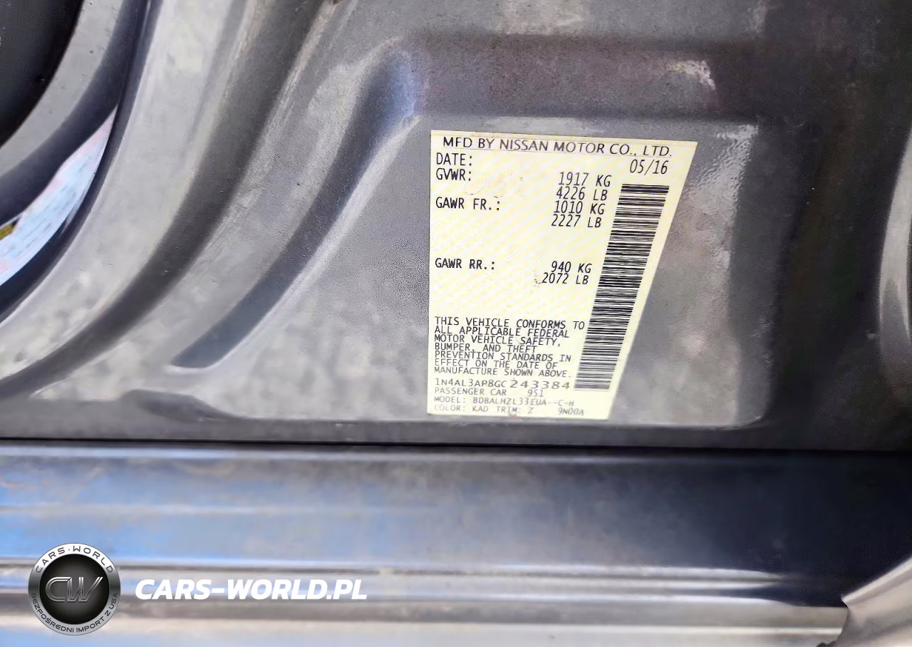 2016 Nissan Altima 2.5 Sr VIN:1N4AL3AP8GC243384 - 12