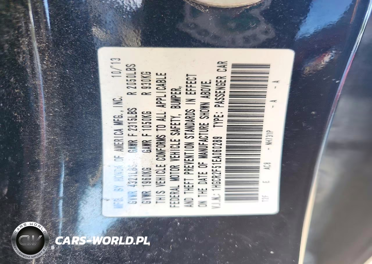 2014 Honda Accord Sport VIN:1HGCR2F51EA060289 - 12