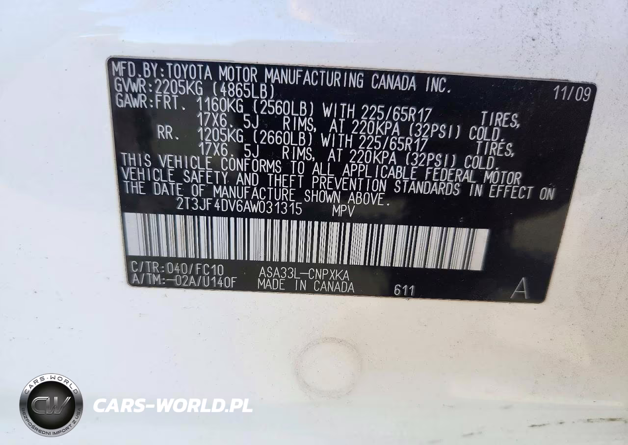 2010 Toyota Rav4 Base VIN:2T3JF4DV6AW031315 - 13