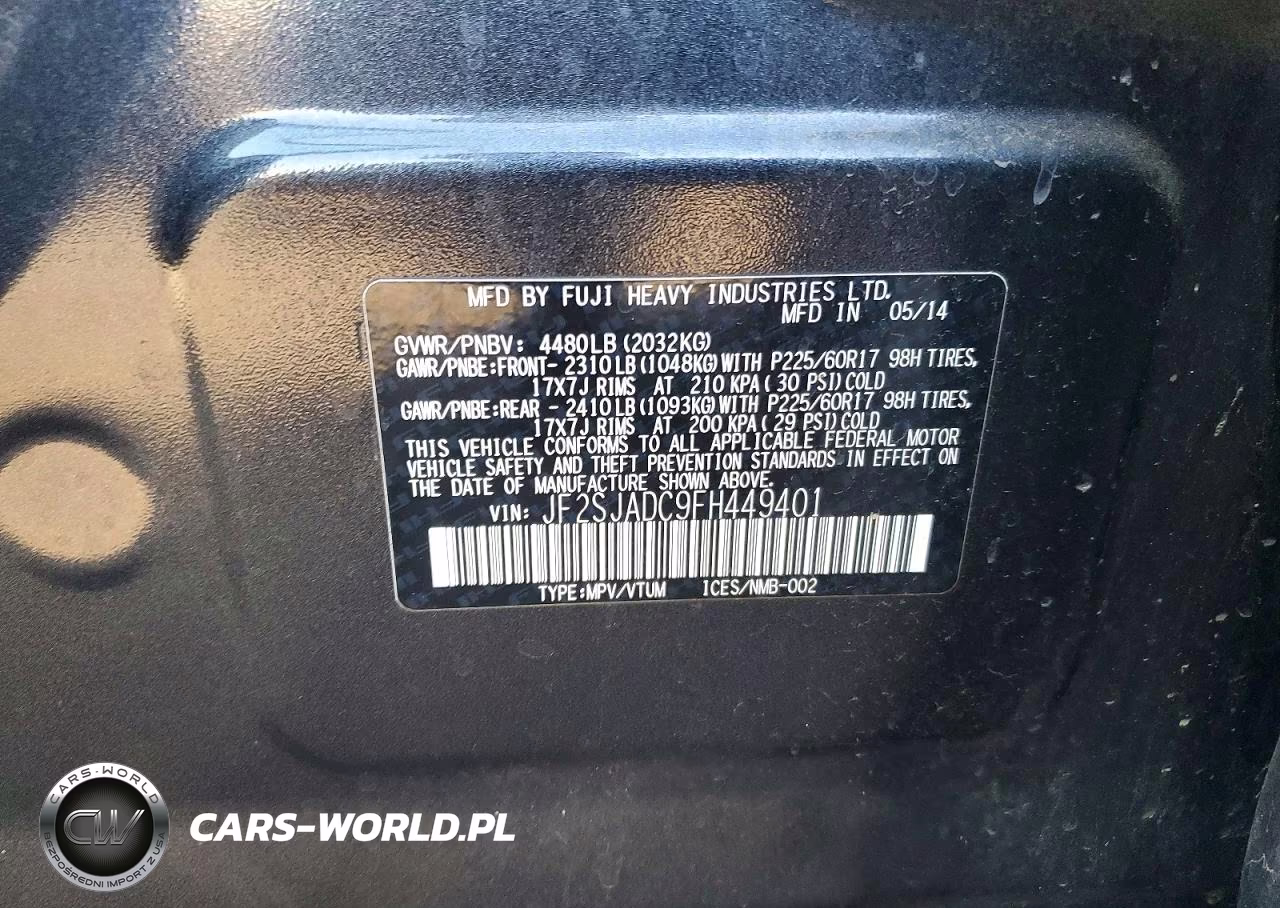 2015 Subaru Forester 2.5I Premium VIN:JF2SJADC9FH449401 - 13