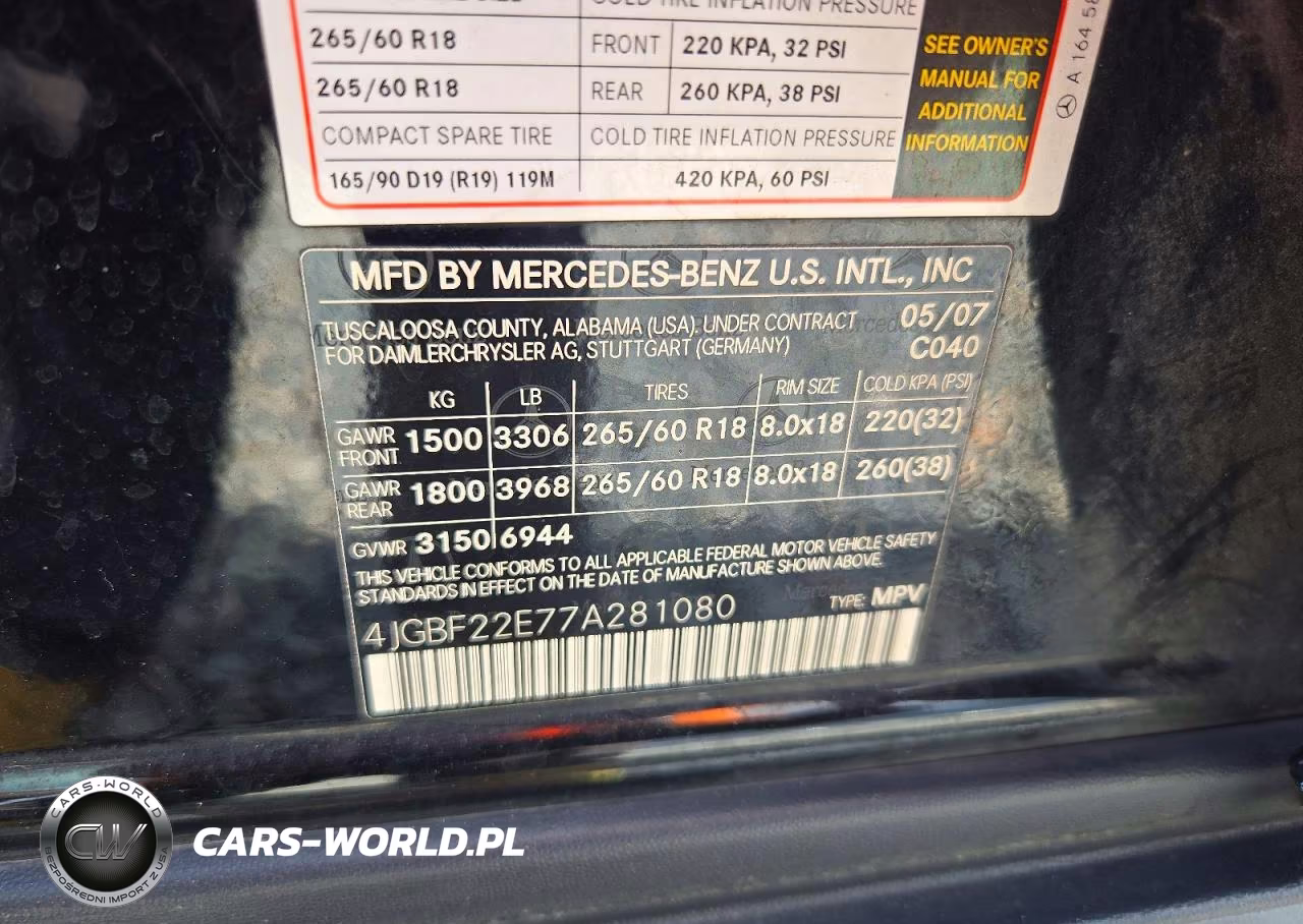 2007 Mercedes-Benz Gl 320 Cdi VIN:4JGBF22E77A281080 - 13