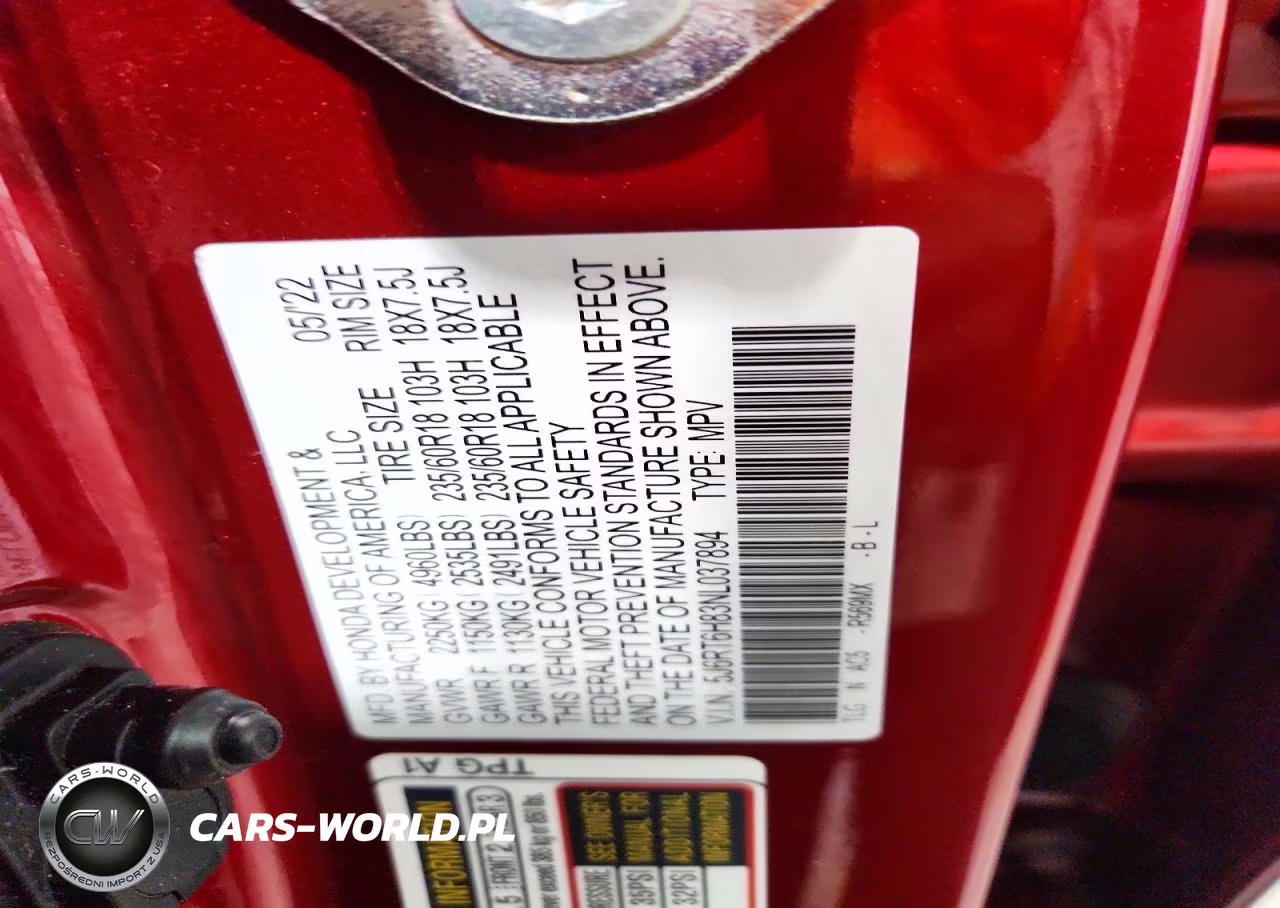 2022 Honda Cr-V Exl VIN:5J6RT6H83NL037894 - 13