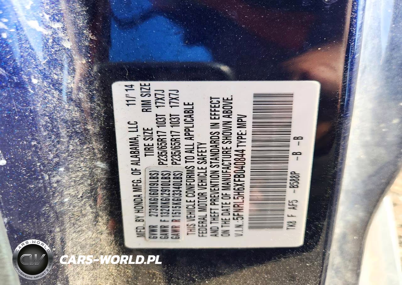 2015 Honda Odyssey Exl VIN:5FNRL5H6XFB040844 - 13
