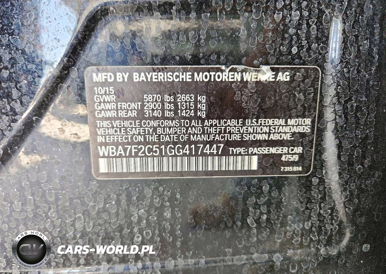 2016 BMW 750 Xi VIN:WBA7F2C51GG417447 - 12