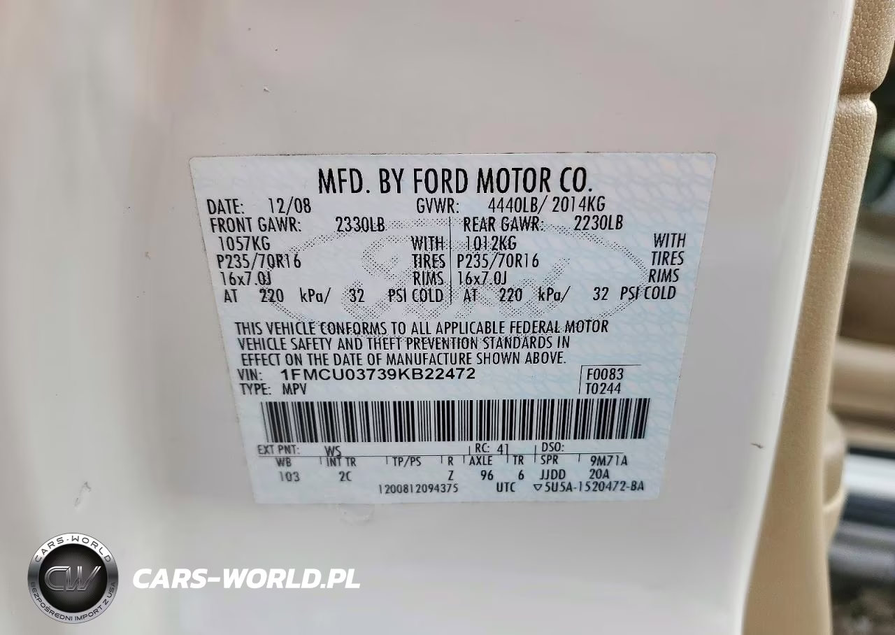 2009 Ford Escape Xlt VIN:1FMCU03739KB22472 - 13