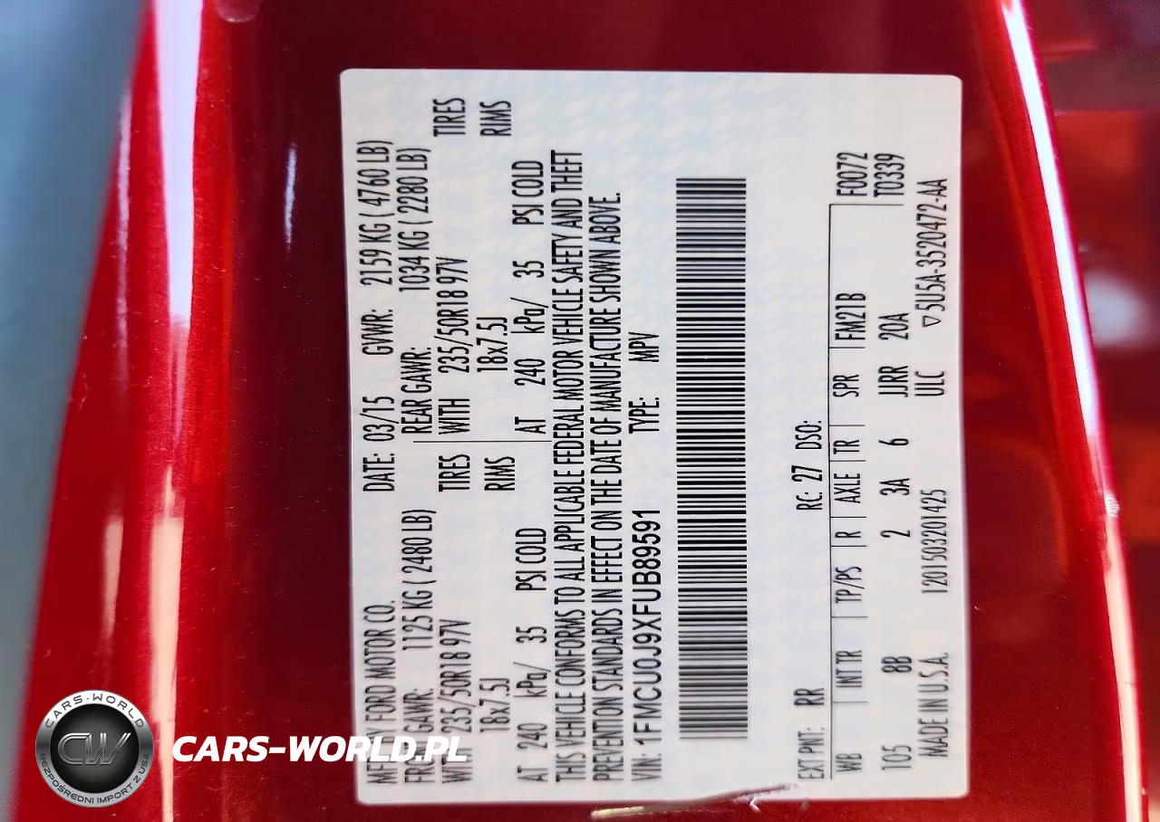 2015 Ford Escape Titanium VIN:1FMCU0J9XFUB89591 - 13