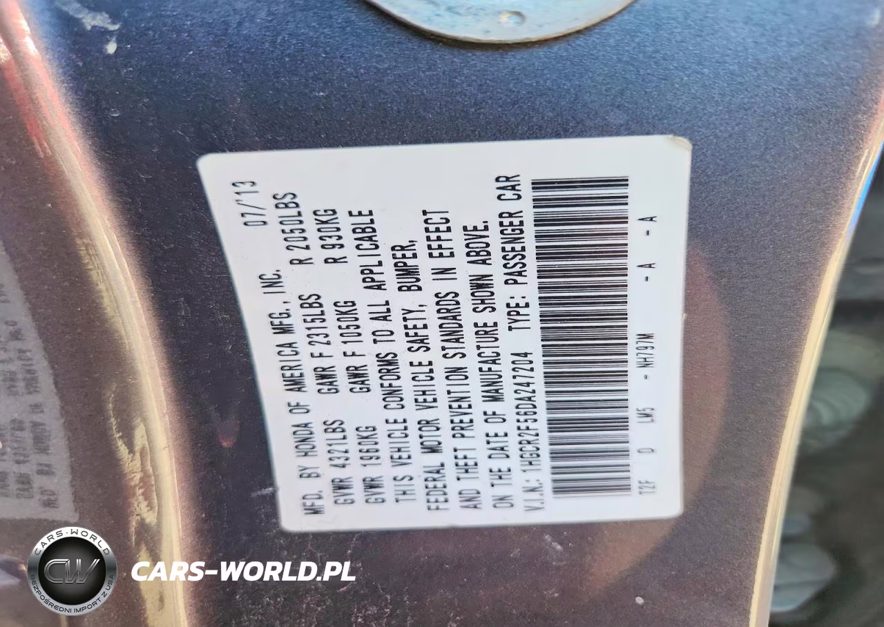 2013 Honda Accord Sport VIN:1HGCR2F56DA247204 - 12