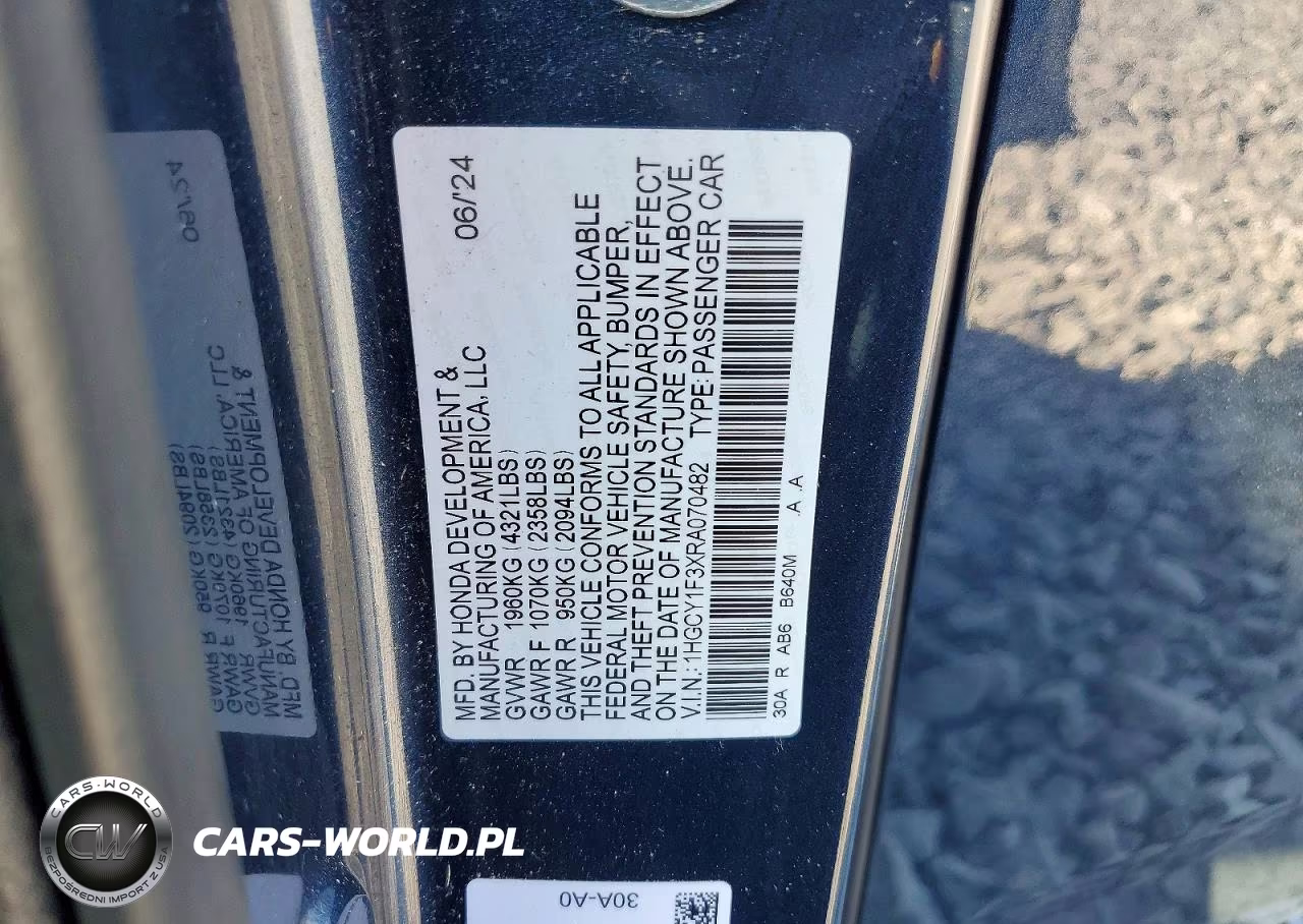 2024 Honda Accord Ex VIN:1HGCY1F3XRA070482 - 12