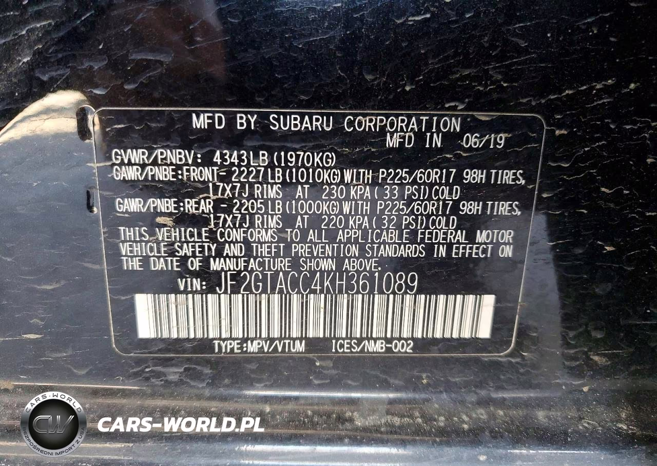 2019 Subaru Crosstrek Premium VIN:JF2GTACC4KH361089 - 13