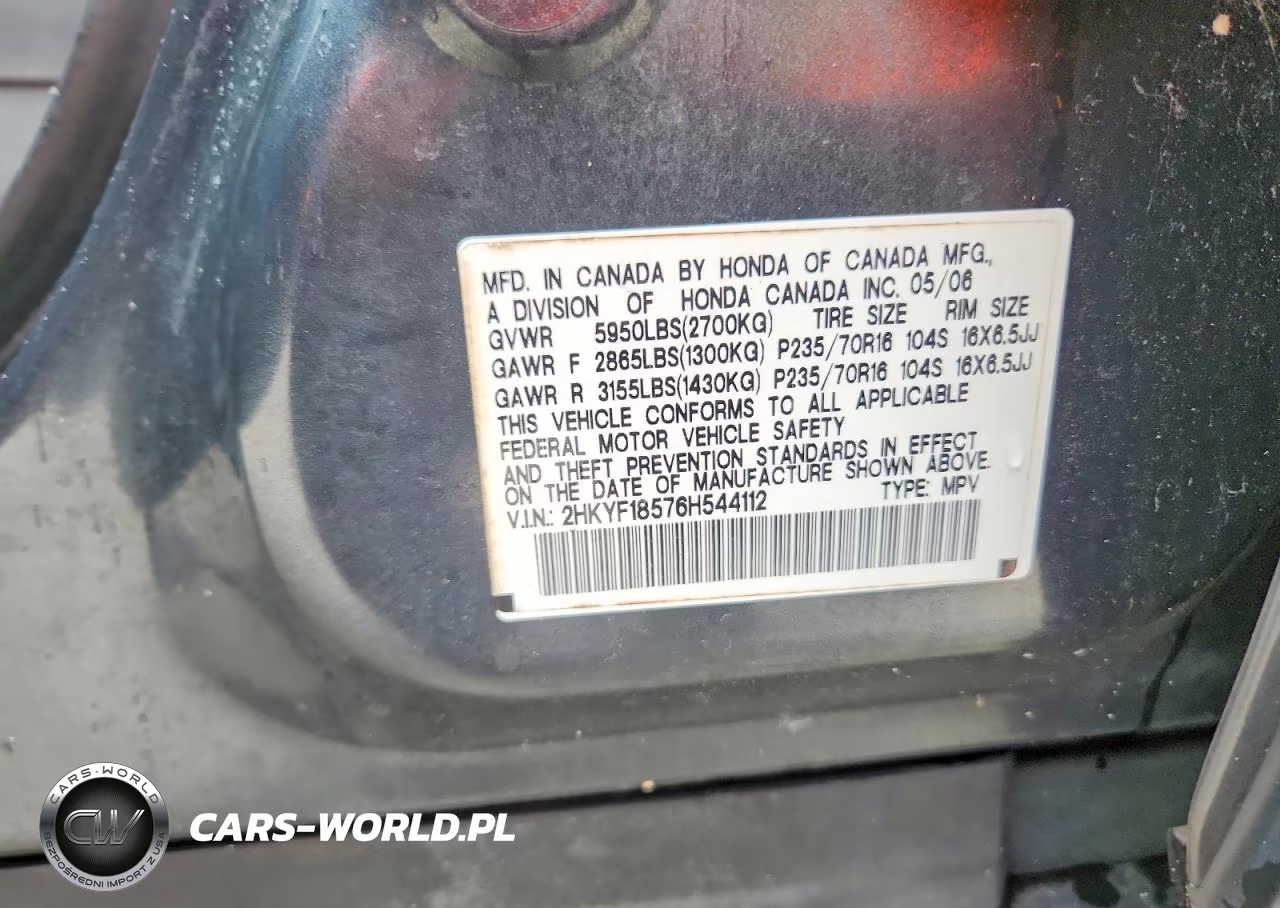 2006 Honda Pilot Ex VIN:2HKYF18576H544112 - 14
