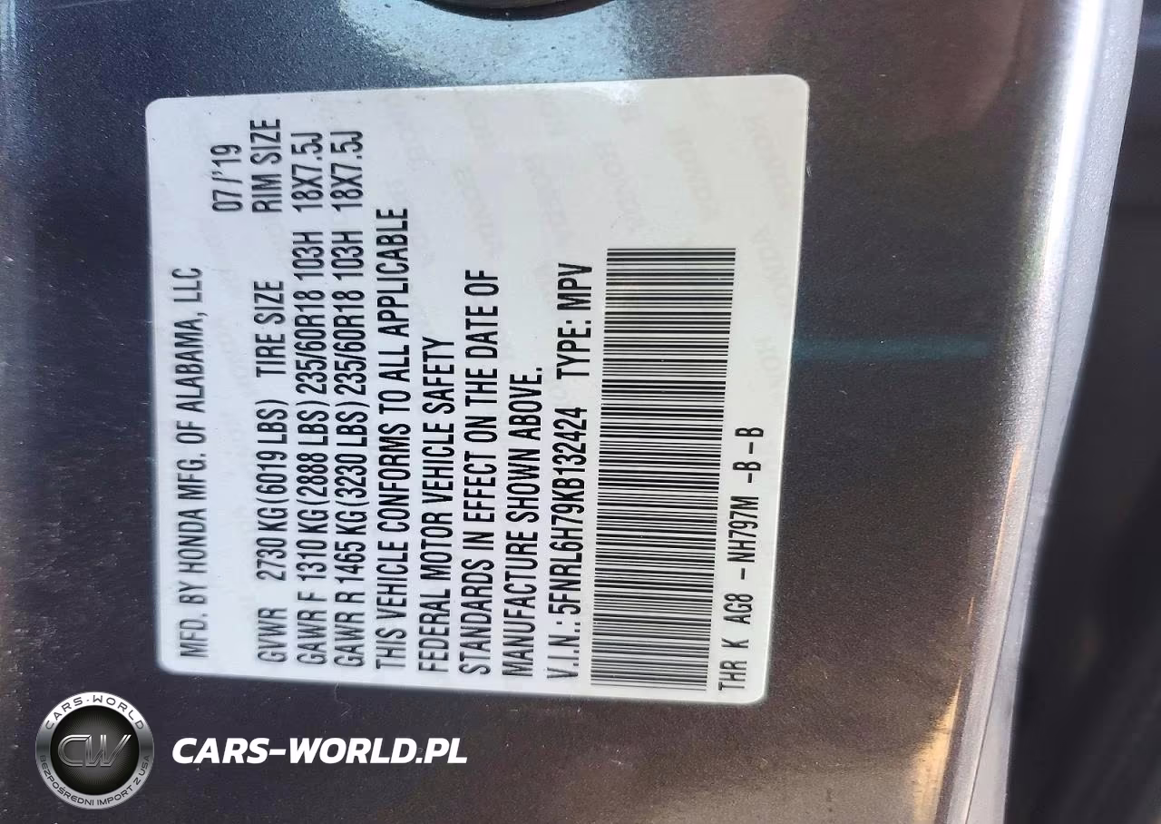 2019 Honda Odyssey Exl VIN:5FNRL6H79KB132424 - 13