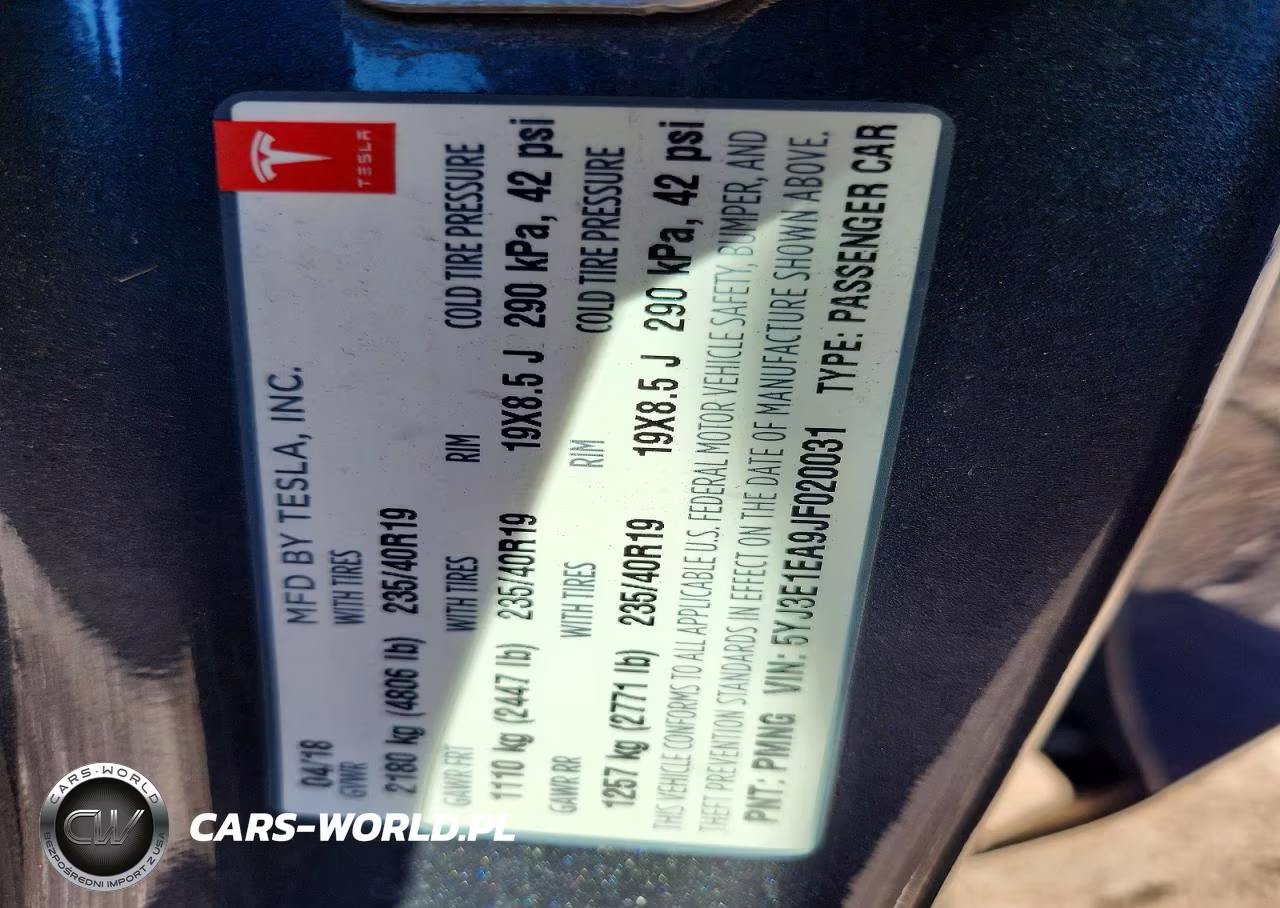 2018 Tesla Model 3 VIN:5YJ3E1EA9JF020031 - 12